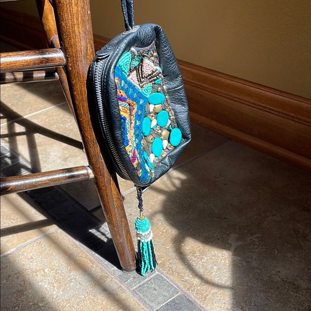 Embroidered Navy and Turquoise Women's Bag